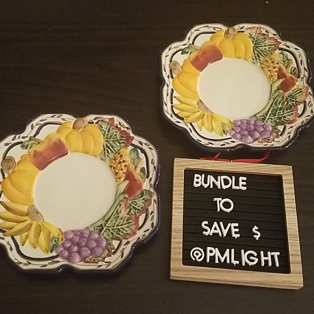Bella Casa by Ganz Saucer Plates Set of 2  7" Fall Autumn with Pumpkins
